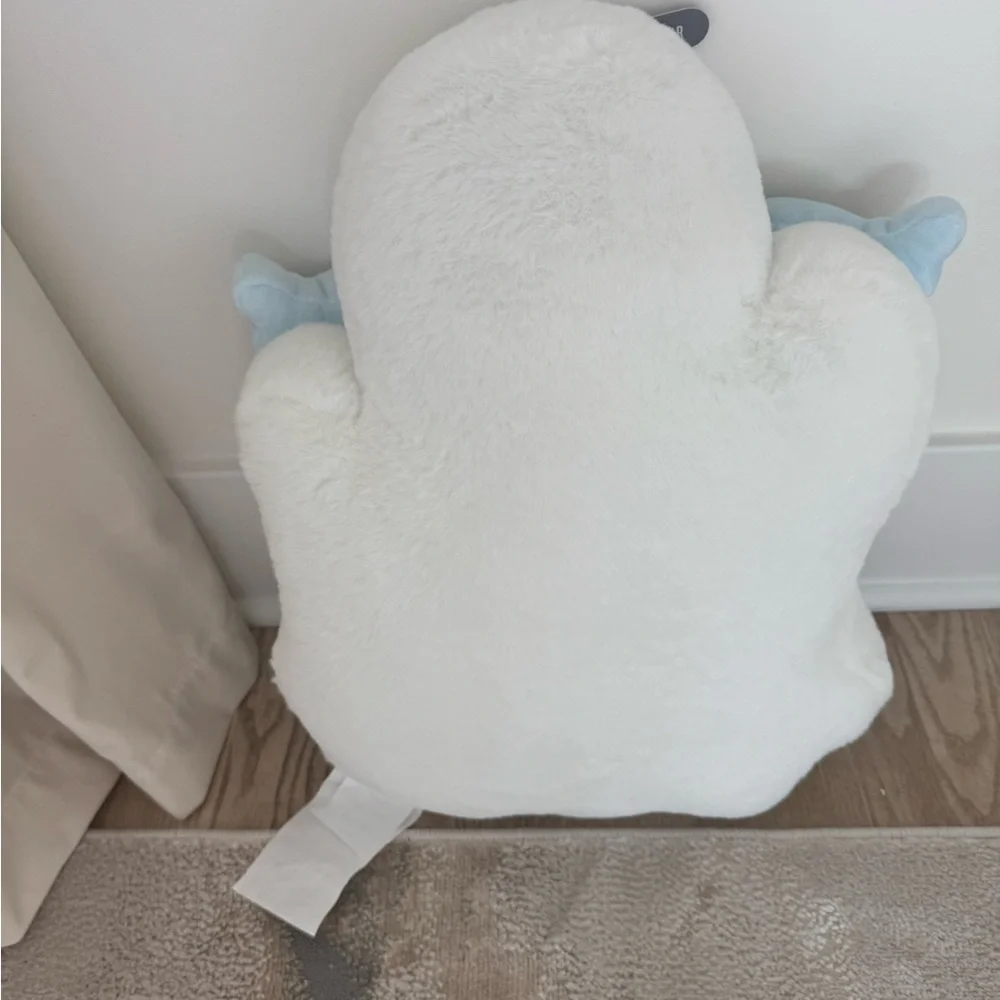 Plush Ghost Pillow with Martini Glasses - White